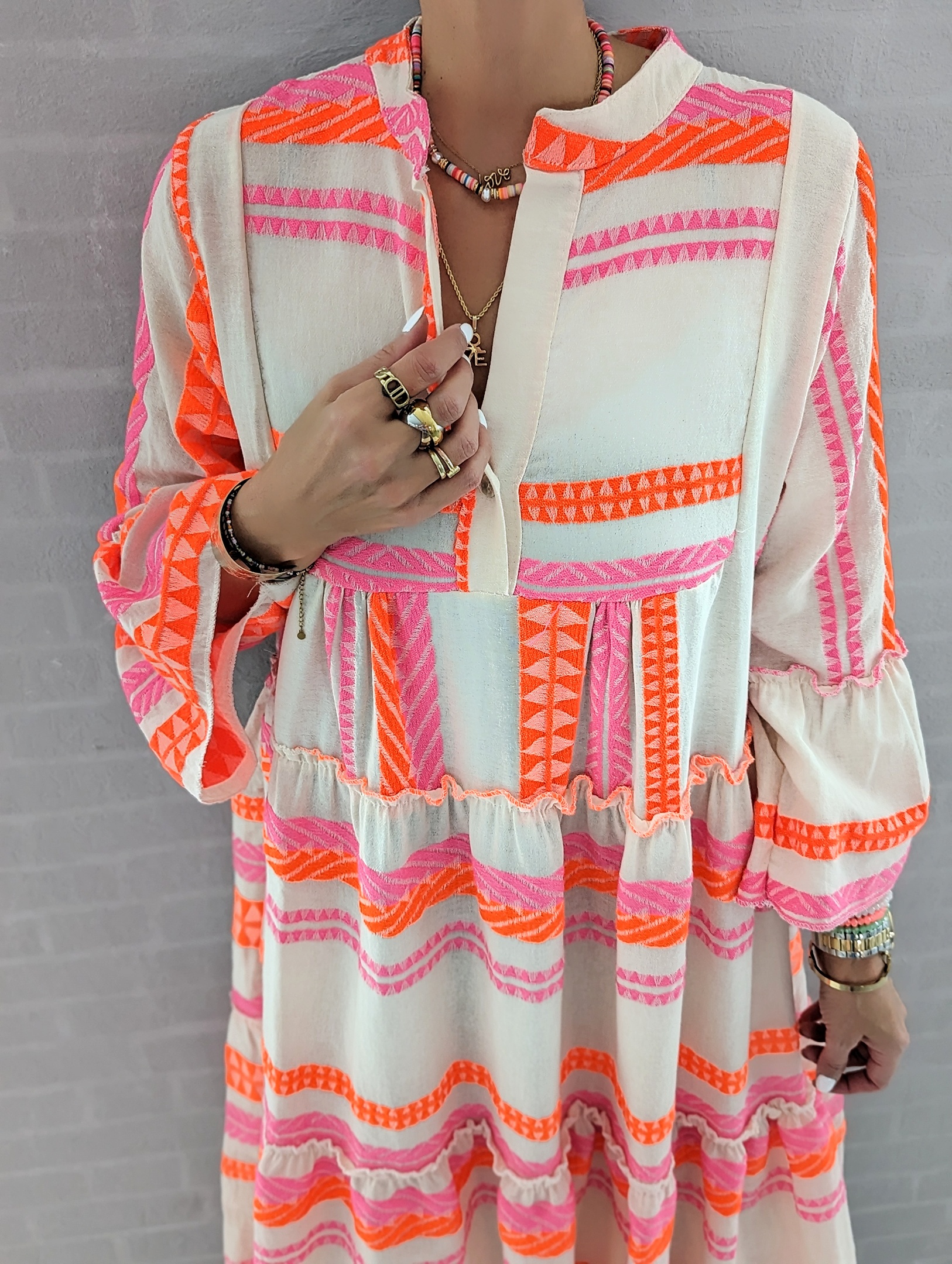 langes Kleid TULUM Neon Touch – pink-orange