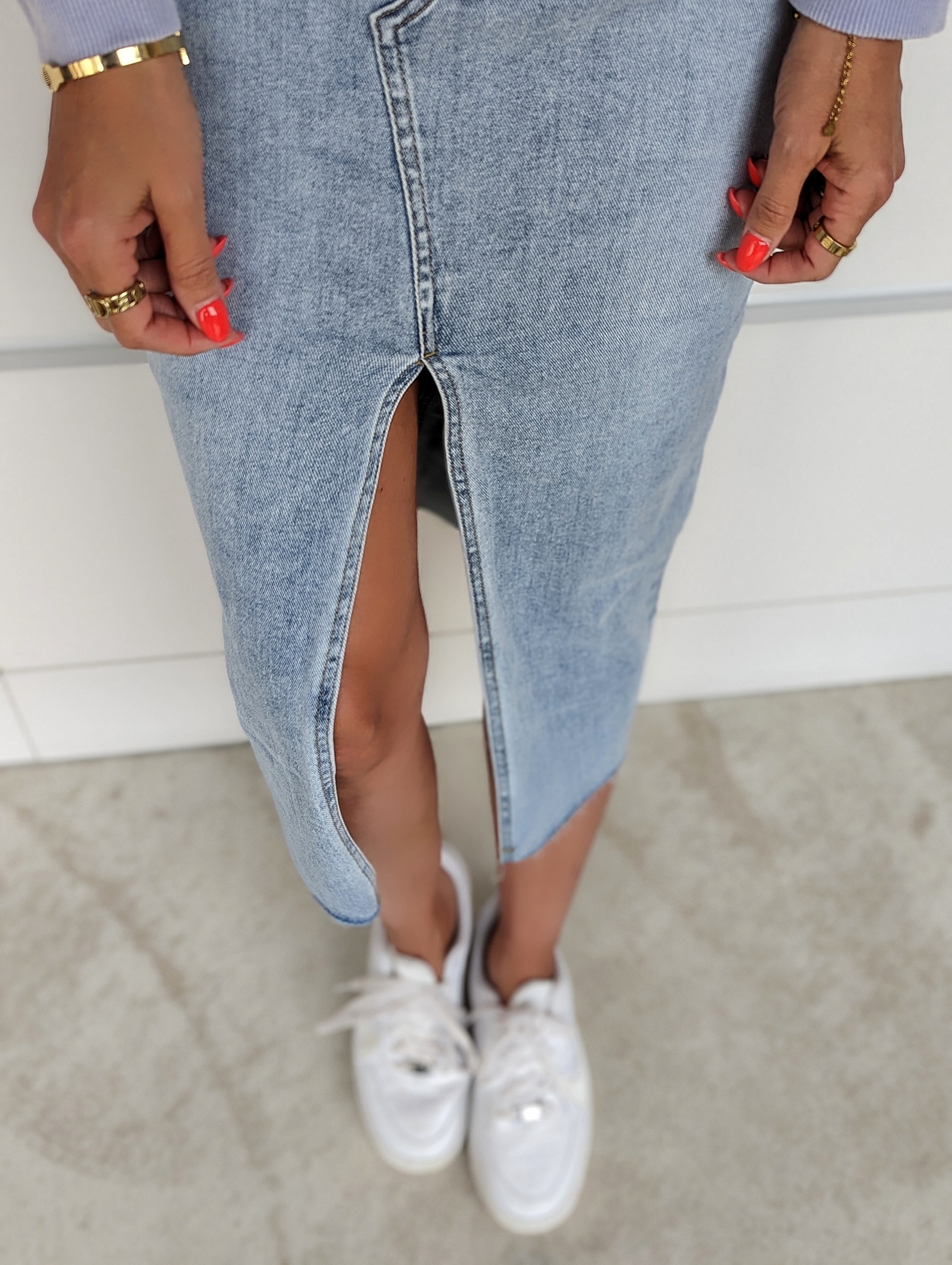 Midi Jeansrock THE ESSENCE  – light blue