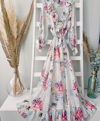 langes Kleid – BUY MYSELF FLOWERS CREME – EXCLUSIVE COLLECTION