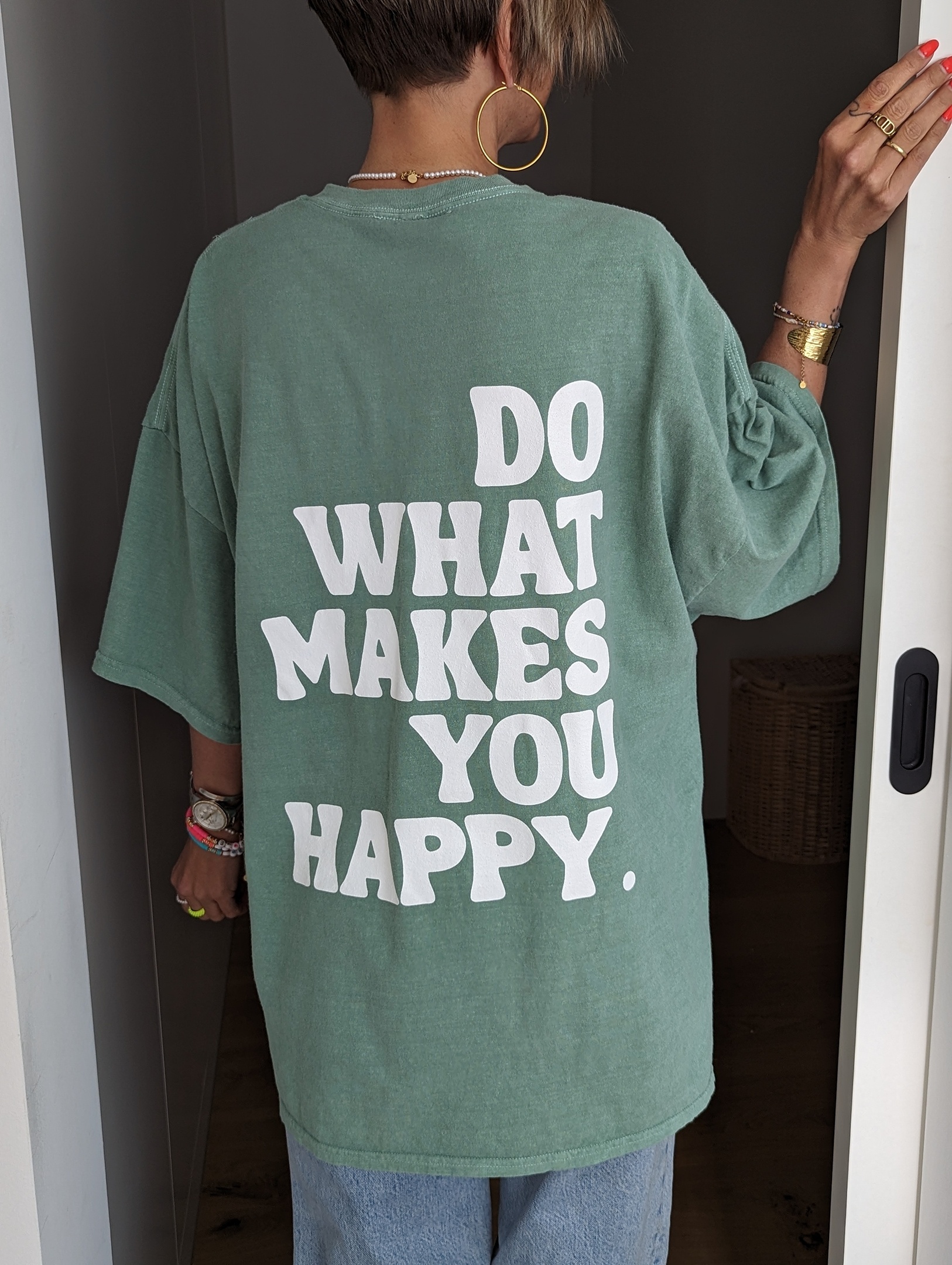 Oversize Shirt – BE HAPPY – versch. Farben
