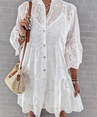 kurzes Lochstickkleid – O SOLE MIO – weiss