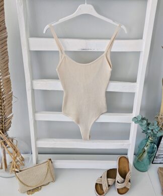 Strick-Body – BACKLESS – beige