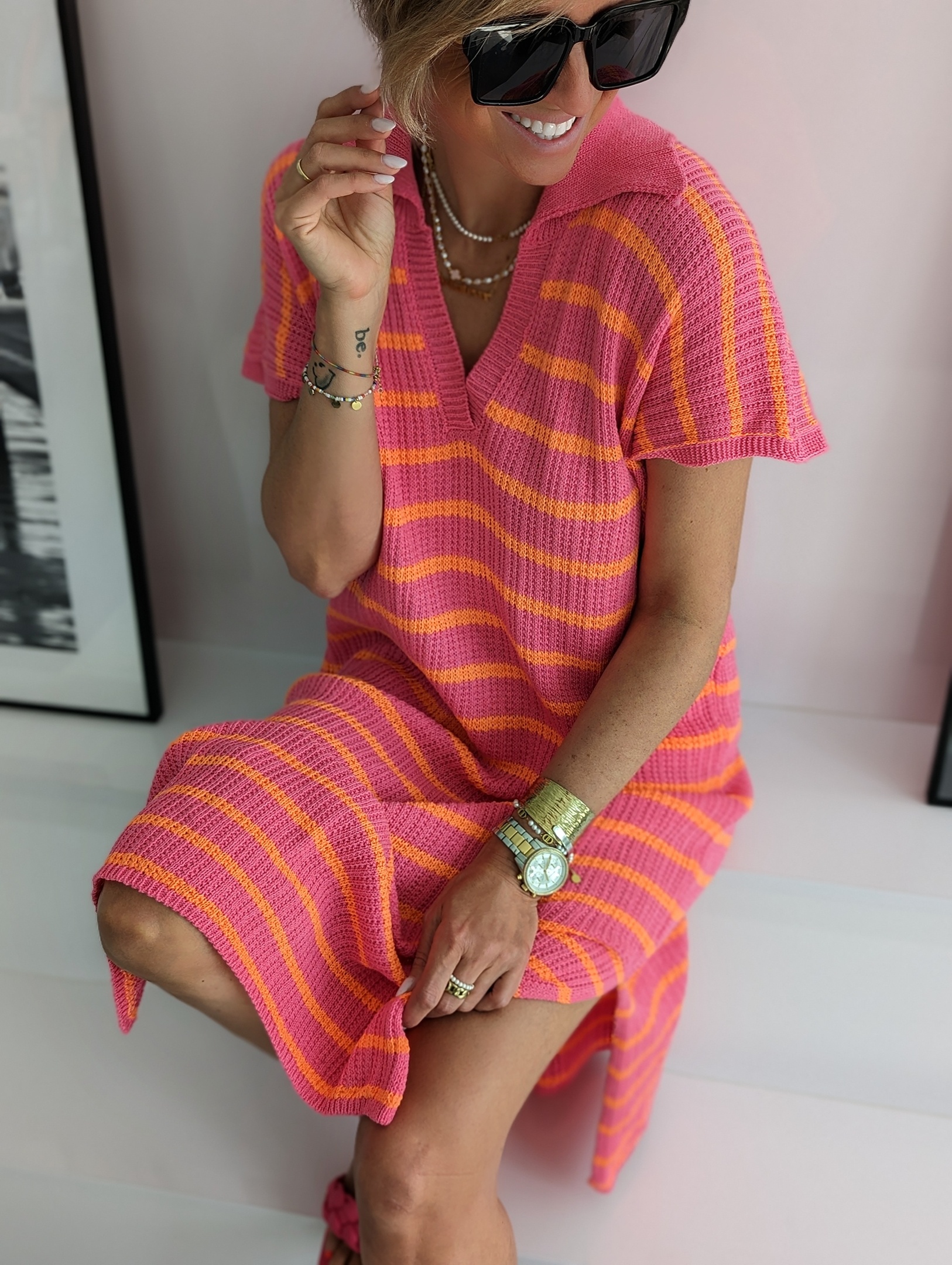 sommerliches Strickkleid SIDELINES – colourful