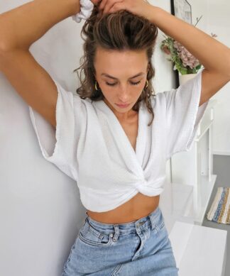 Musselin Crop Bluse – KNOT AROUND – versch. Farben