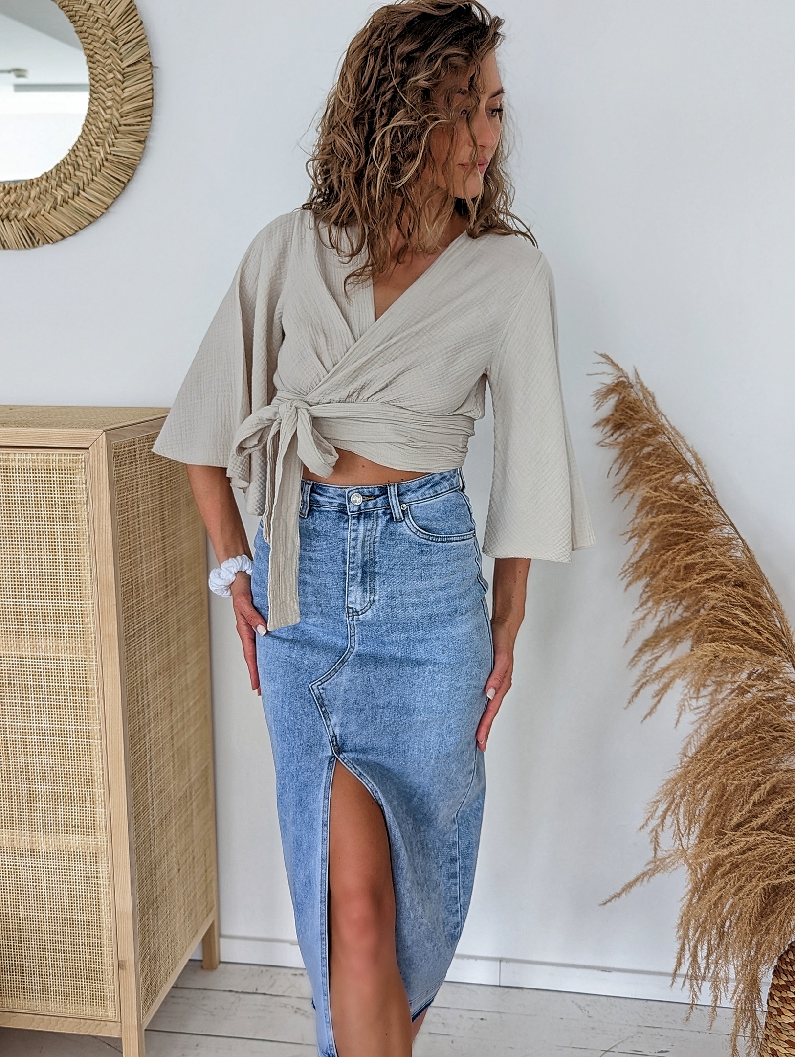 Musselin Crop Bluse TIES THAT BIND – versch. Farben