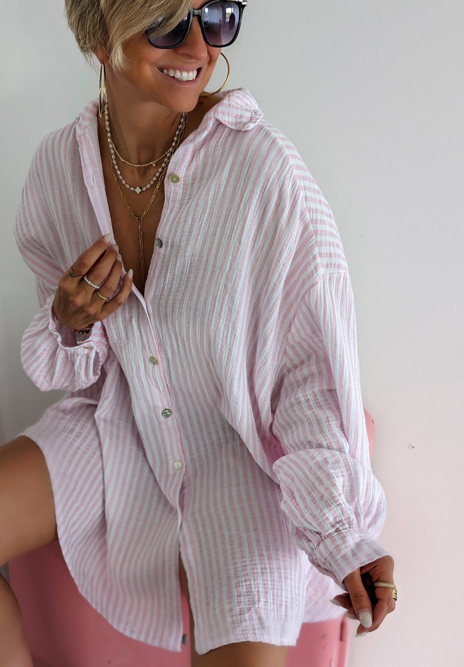 lange Musselinbluse BIG EXTRA  – versch. Farben SALE