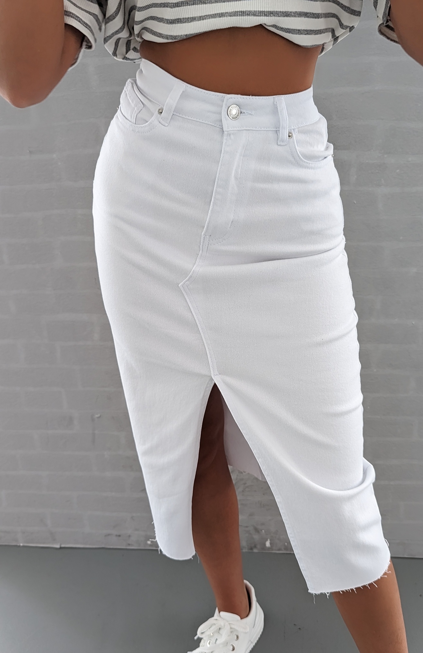 Midi Jeansrock MILKSHAKE – weiss