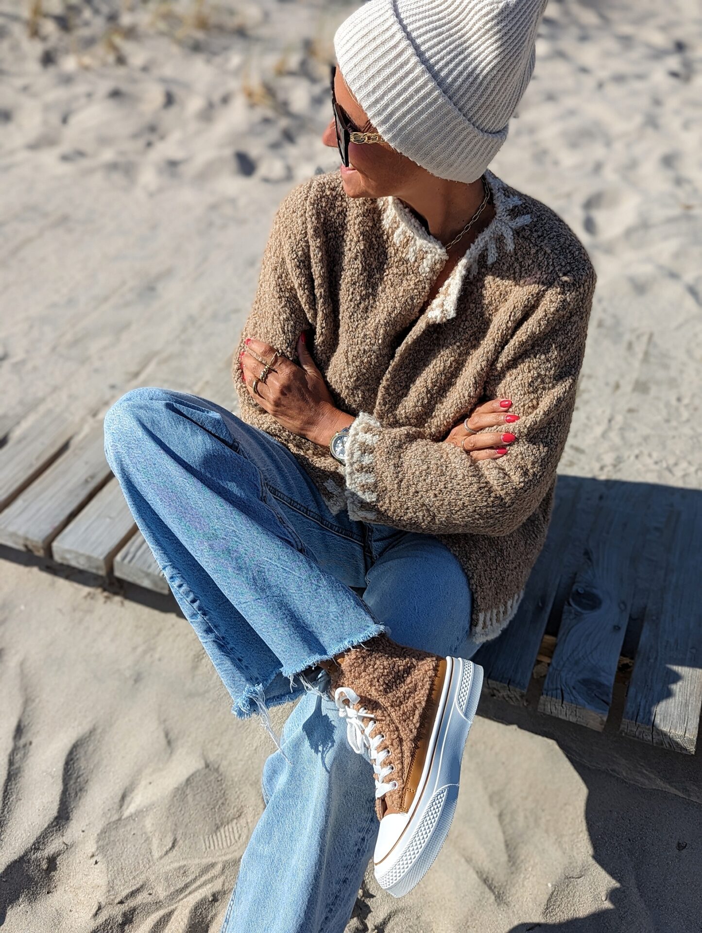 SNEAKER TEDDY SMILEY – camel