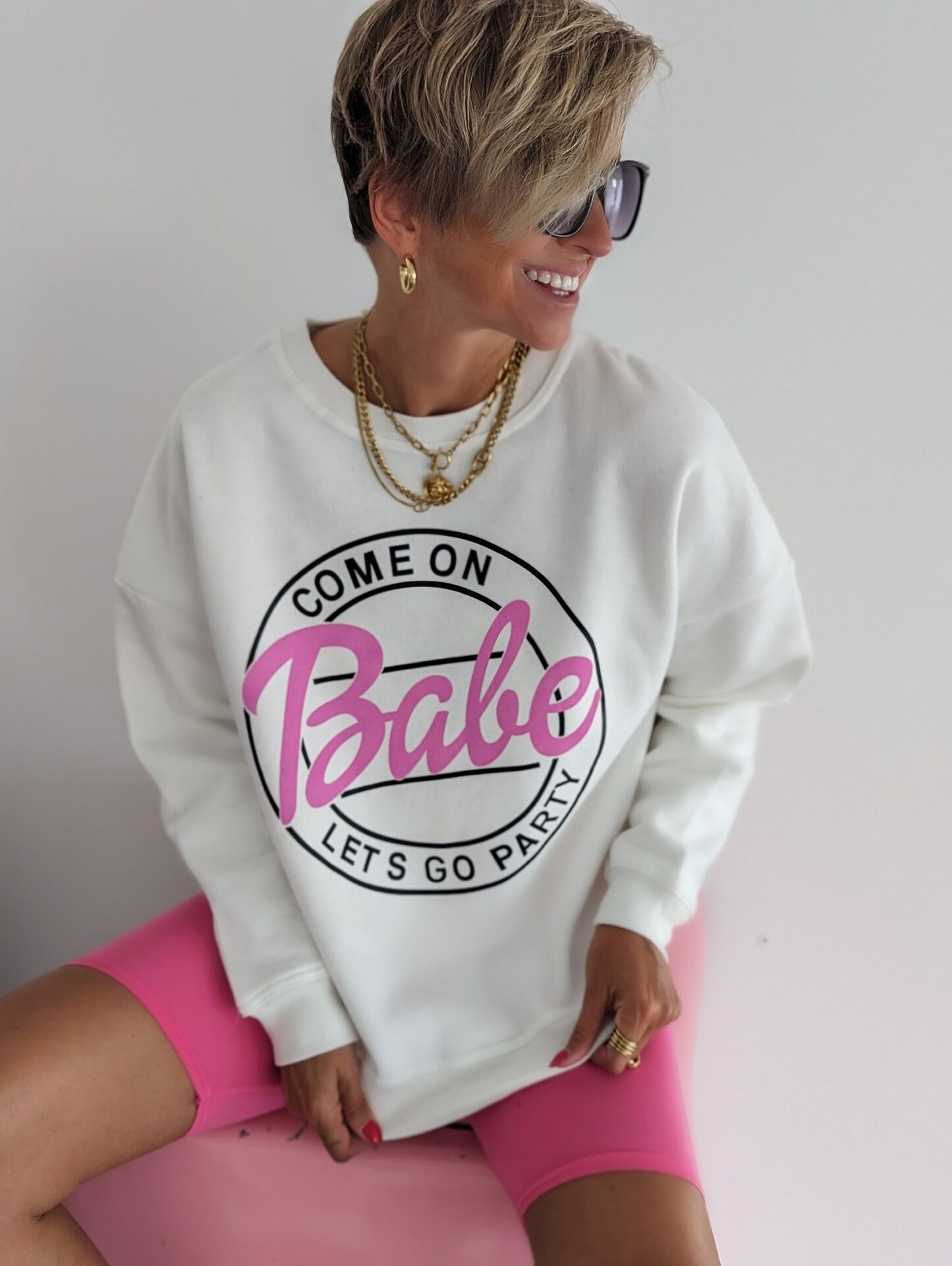 Sweater PARTY BABE – weiss PINK COLLECTION
