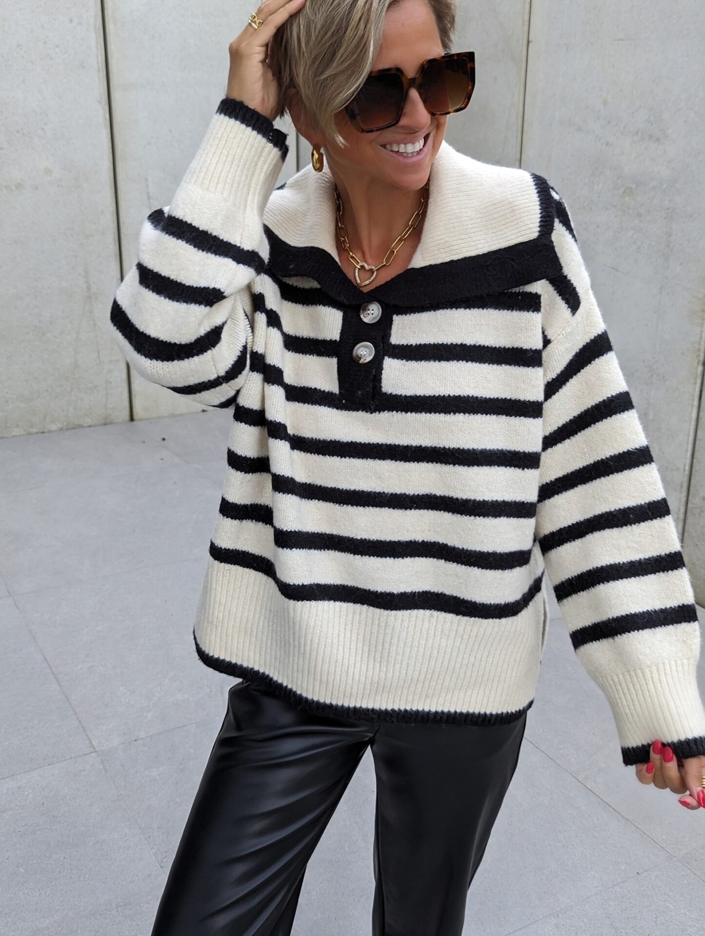 gestreifter Pullover DOUBLE BUTTON