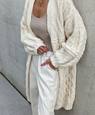 Langer Grobstrickcardigan APPALACHIANS – creme