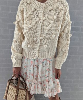 kurzer Grobstrickcardigan MONT BLANC – creme