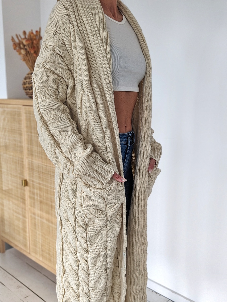 XL Grobstrickcardigan NEPAL – creme