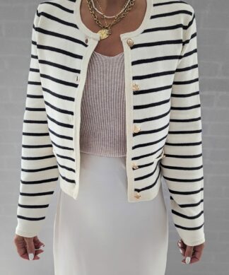 Boucle Knit Cardigan mit Streifen CASTLE – versch. Farben