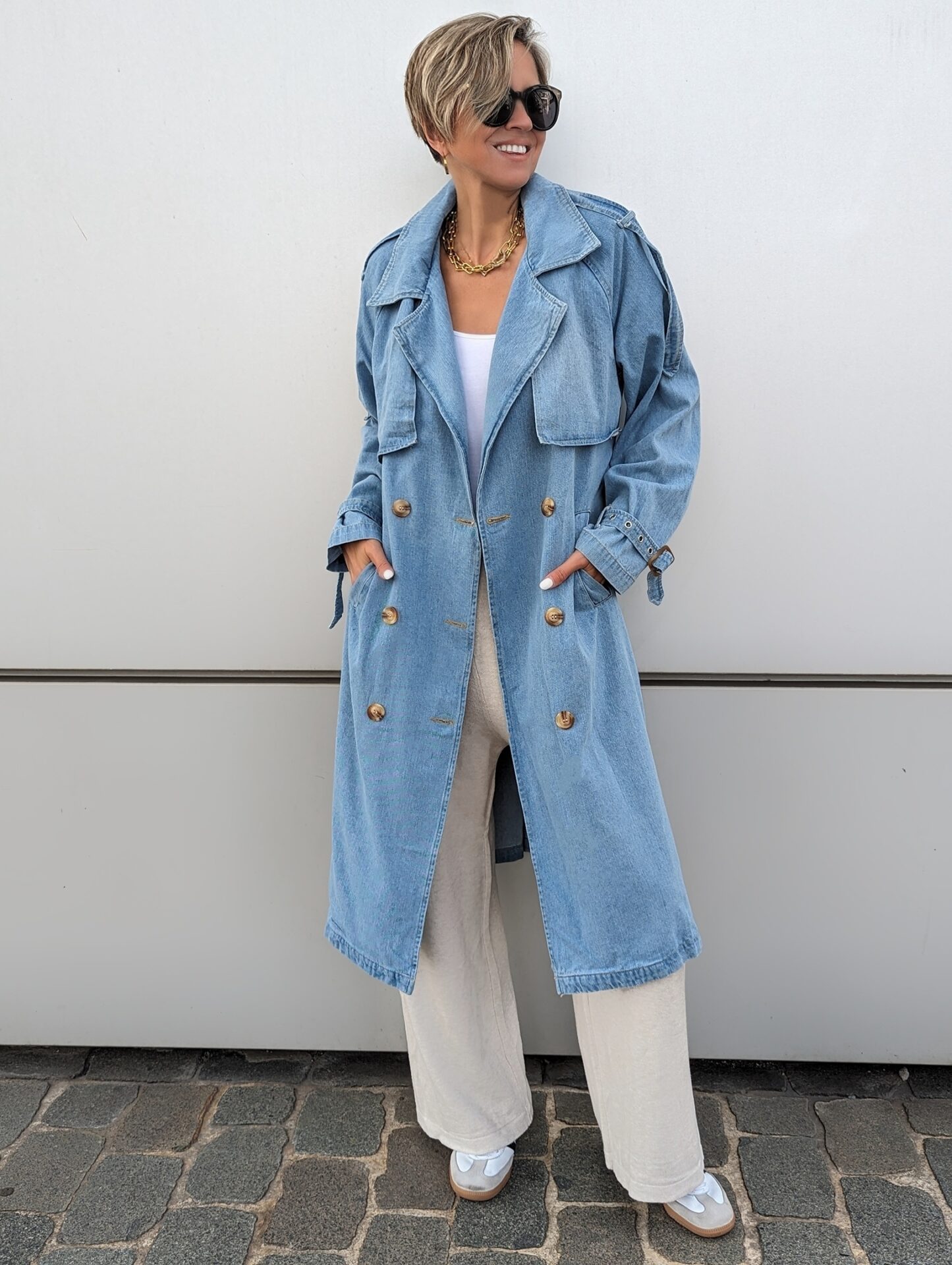 DENIM TRENCH COAT