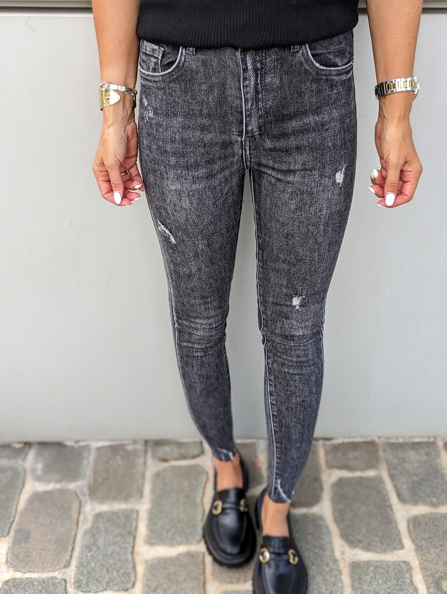 Skinny Jeans TIGHT AND HIGH – dark grey destroyed