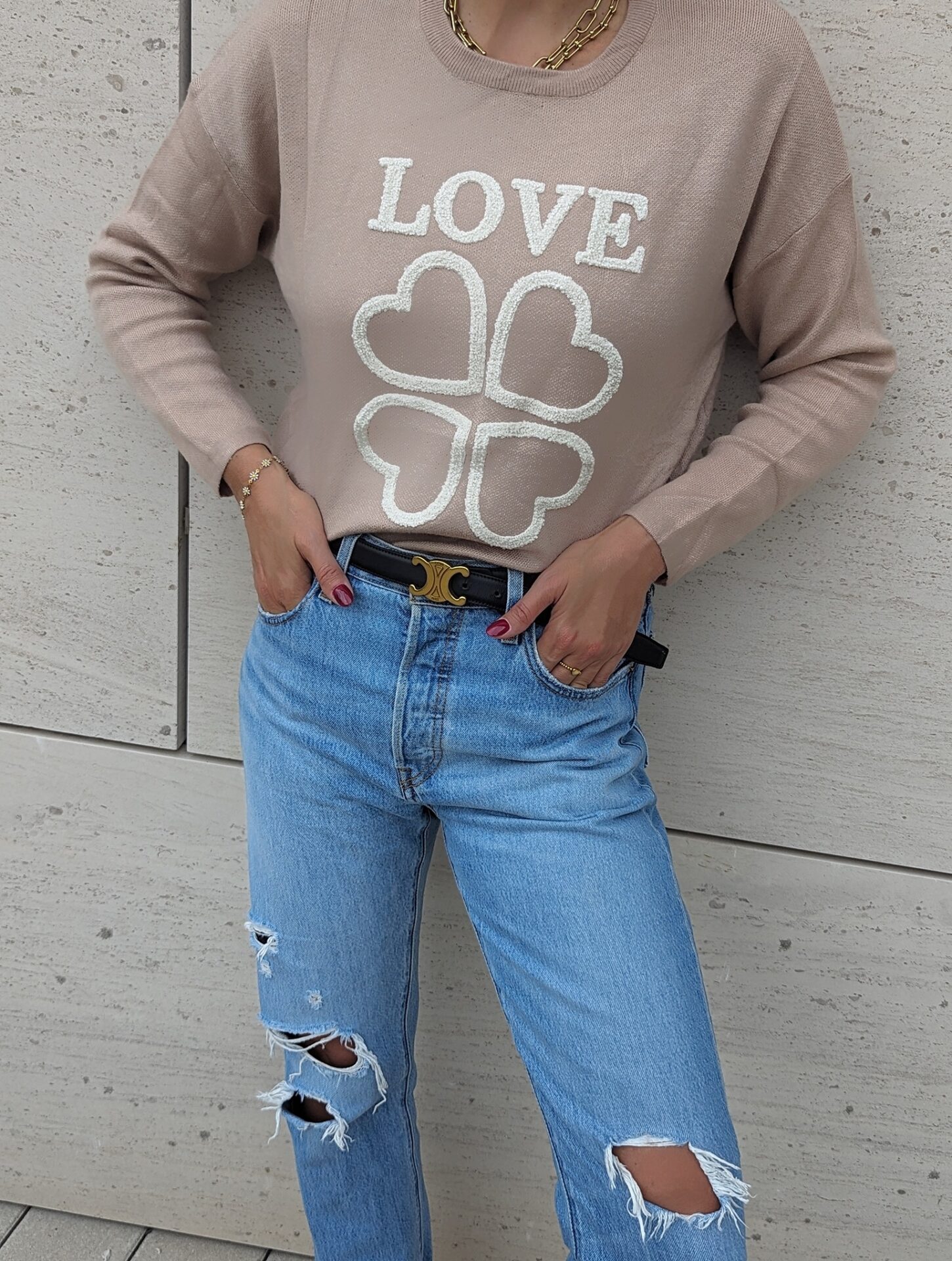 Strickpullover LUCKY IN LOVE – versch. Farben