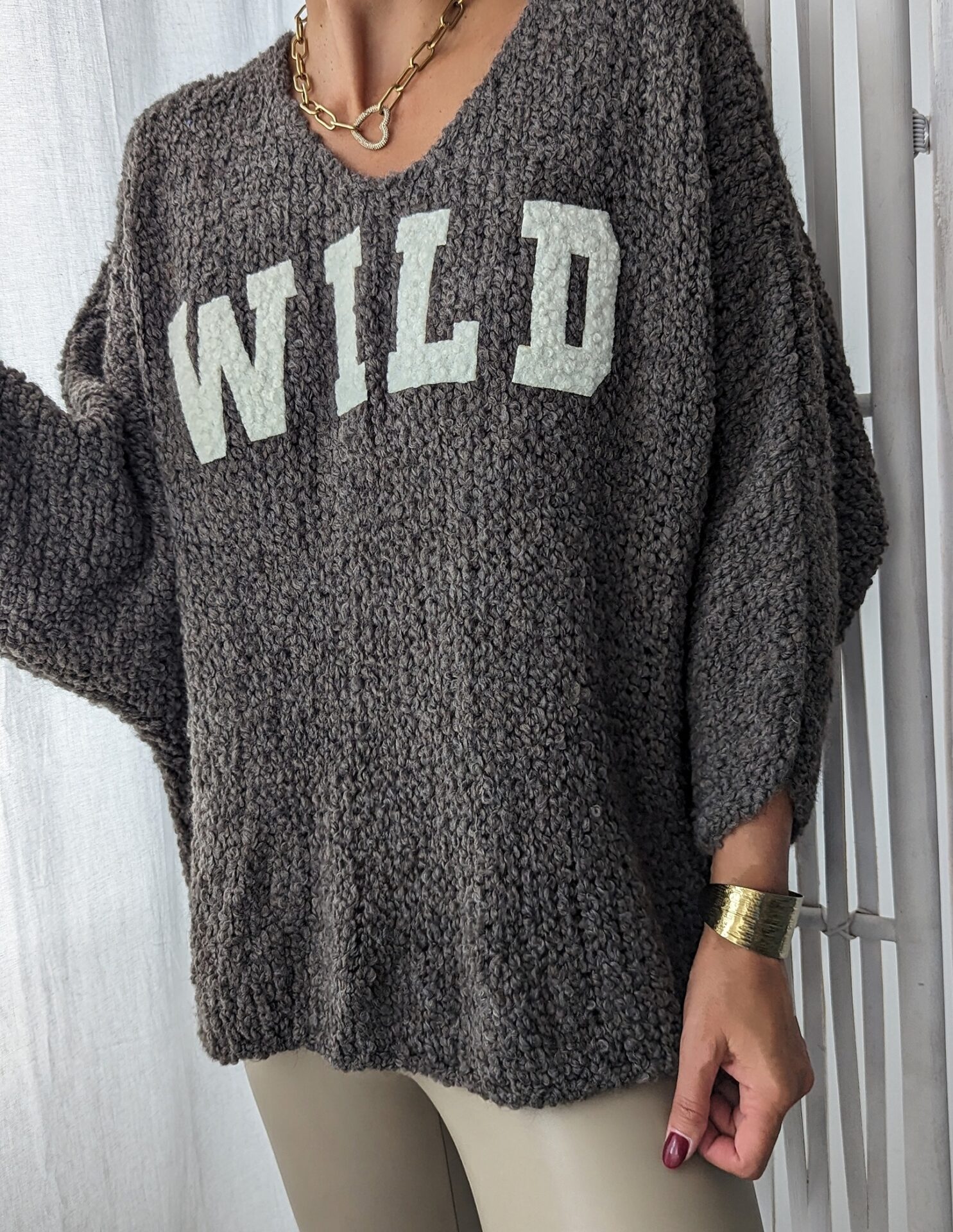 Plüsch Pullover WILD taupe