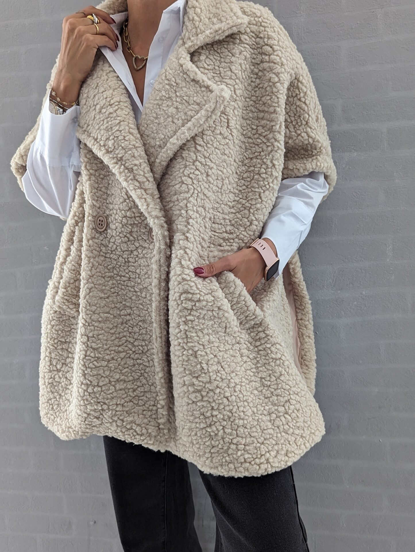 Teddy Poncho KEEP ME WARM – beige