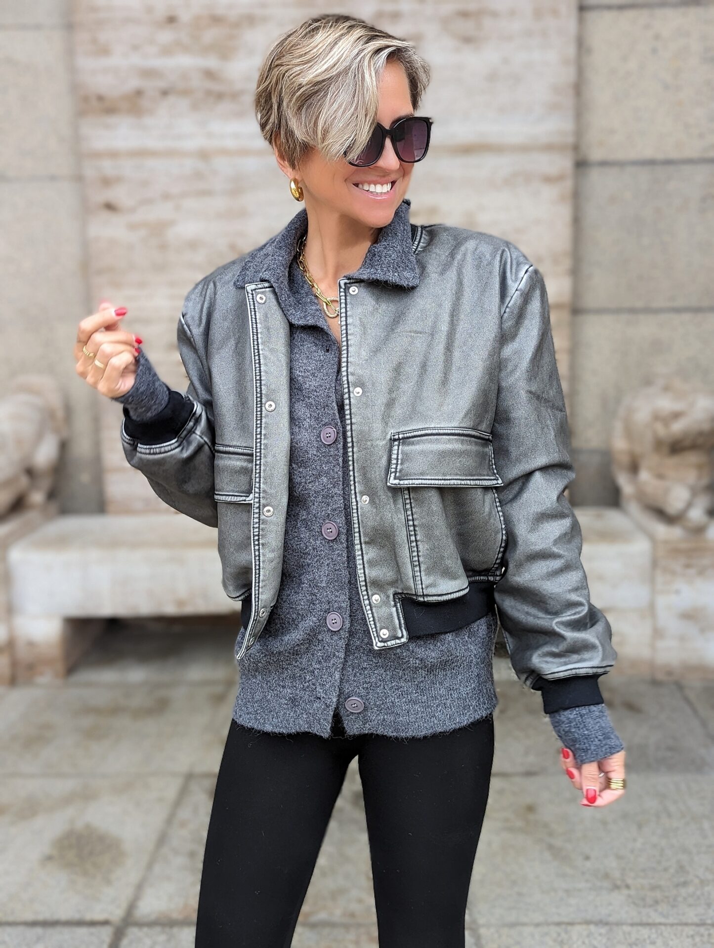 Bomber Lederjacke DOMINGO  – black