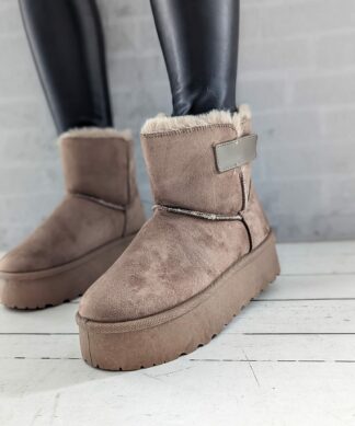 Plateau Boots VELCRO – taupe