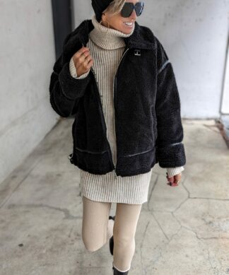 kuschelige TEDDYJACKE COZY CREW  – schwarz