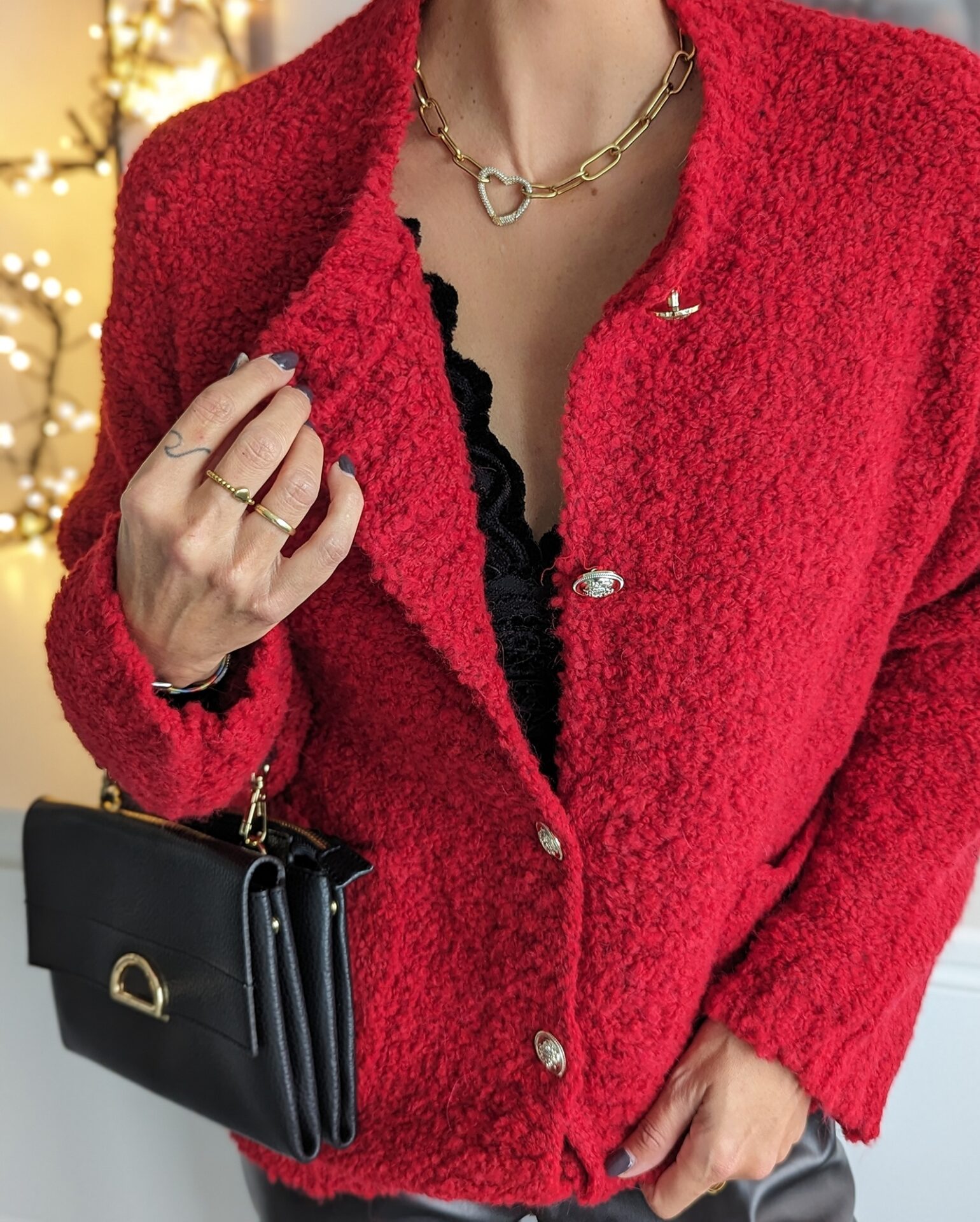 Strickcardigan mit Knöpfen SANTA BABY – rot