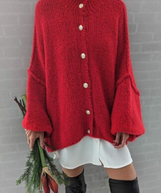 Oversize Cardigan XMAS IS COMING  – rot