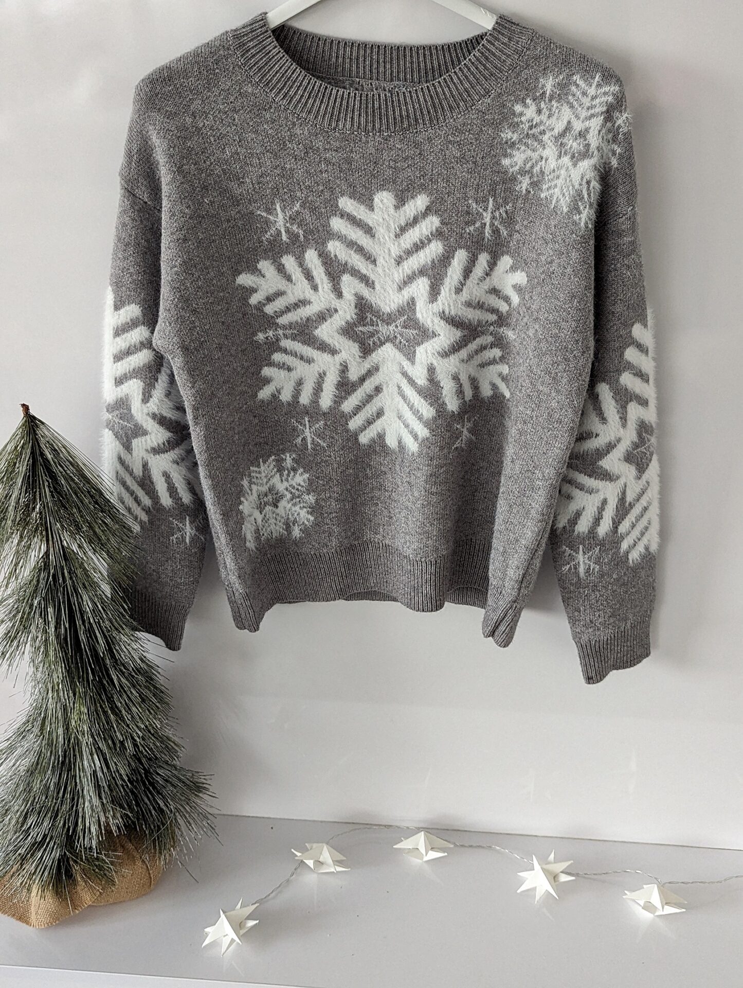 Strickpullover SNOW FOR CHRISTMAS – grau