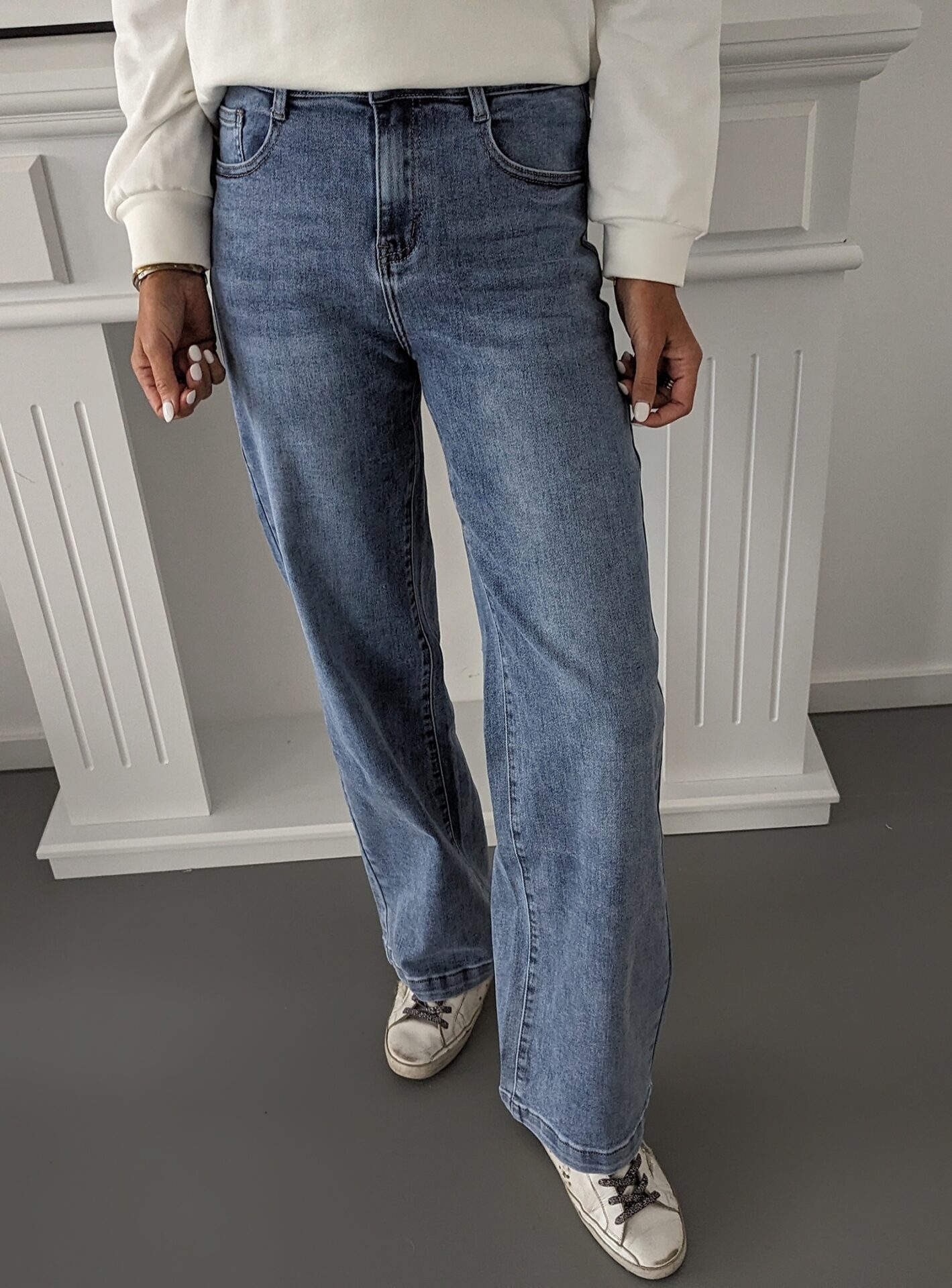 Wide Leg Jeans TINA – mid blue