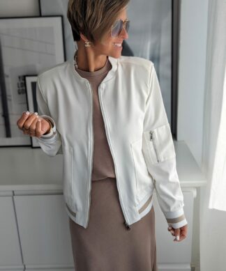 Sweatjacke EASY  – weiss-taupe