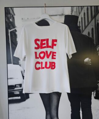 T-Shirt SELF LOVE CLUB weiss-rot