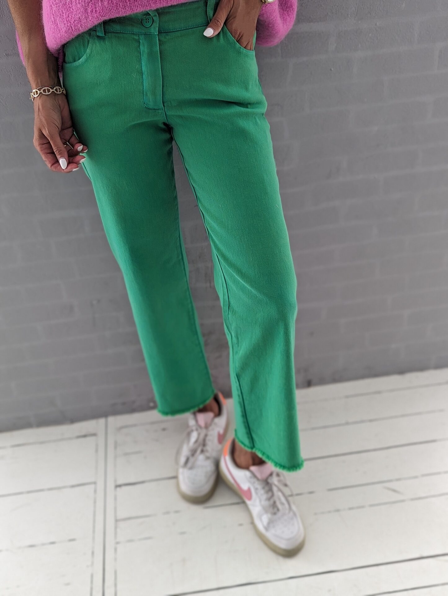 lässige CROP Jeans PAINTBOX  – grün