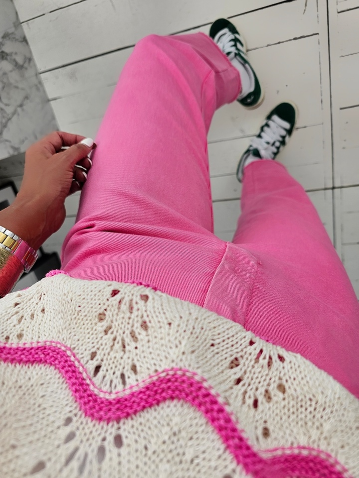 lässige CROP Jeans PAINTBOX  – pink
